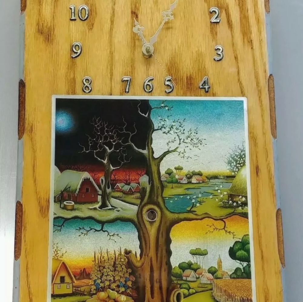 "SEASONS"  WOODEN POP OUT CLOCK